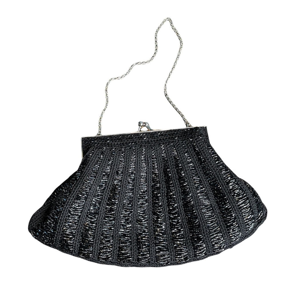 LA REGALE Vintage Black Beaded Purse